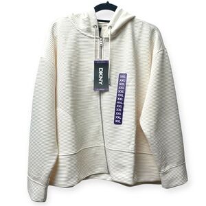 DKNY Sport Women's Tech Ottoman Full-Zip Hoodie (XXL, Sand/Cream
